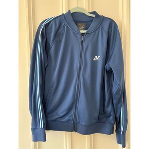 American Eagle active blue with blue and white stripe track jacket with zipper M